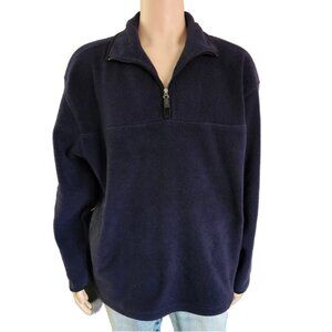 Winners Fleece Sweatshirt 1/4 Zip Navy Adjustable Waist Tie Pullover Men Large